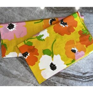 NEW Vtg Retro Pillow Case 1970s Flower Power Orange Yellow Green Poppy Set